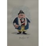 JOHN RYAN, Captain Pugwash, watercolour, signed and dated 98, framed and glazed. 13 x 18.