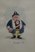 JOHN RYAN, Captain Pugwash, watercolour, signed and dated 98, framed and glazed. 13 x 18.
