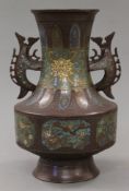 A bronze cloisonne vase. 30 cm high.