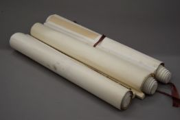 Three Chinese scrolls. Each 46.5 cm wide.