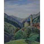 ANNE FITZALAN-HOWARD DUCHESS OF NORFOLK (1927-2013), Soglio Nr Grisons Switzerland, oil on board,