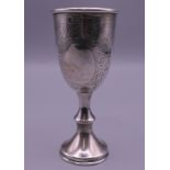 A silver Jewish kiddish cup, hallmarked London 1925. 8.5 cm high. 30 grammes.