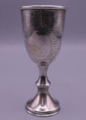 A silver Jewish kiddish cup, hallmarked London 1925. 8.5 cm high. 30 grammes.