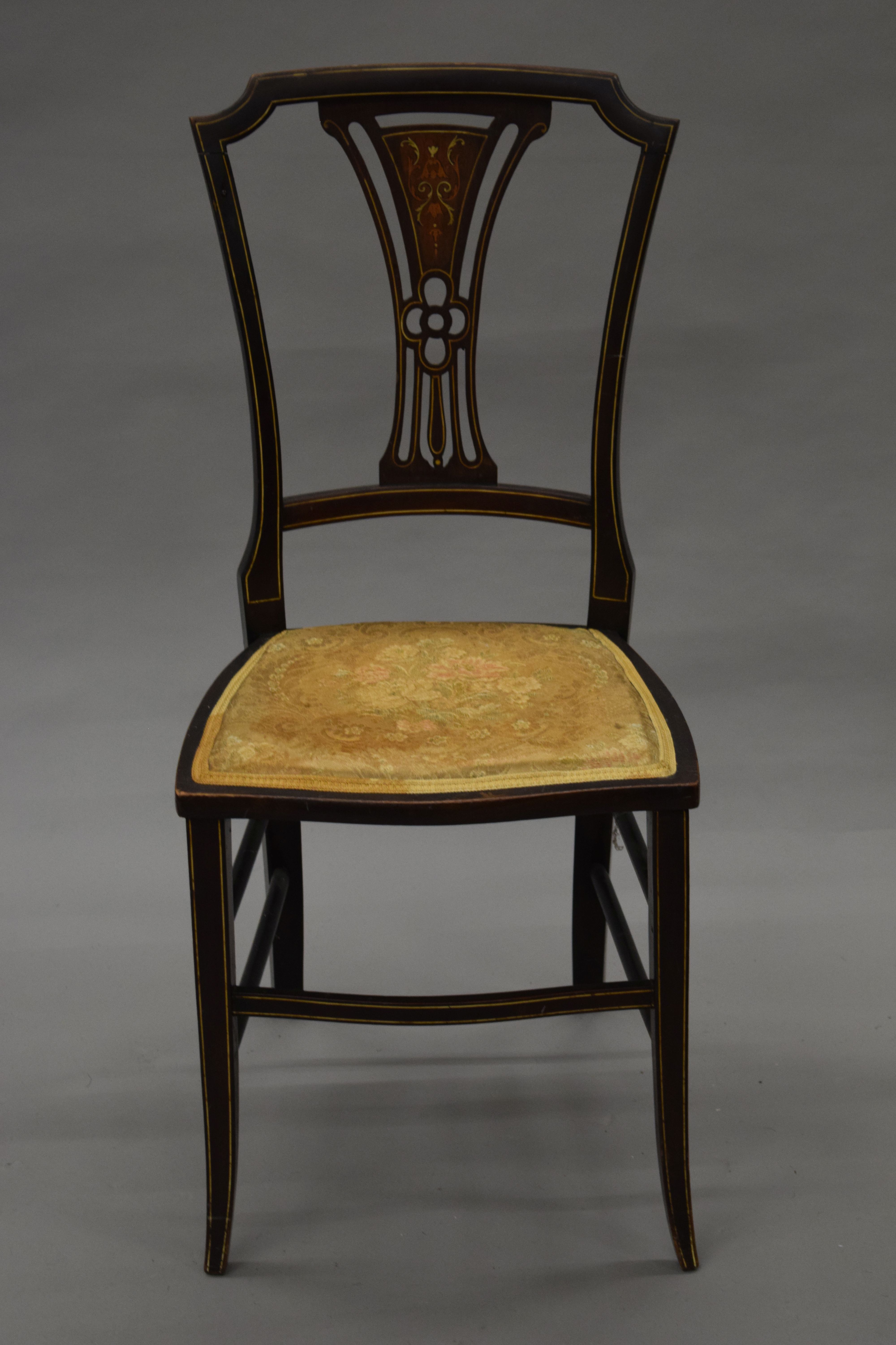 A pair of Victorian inlaid side chairs. - Image 2 of 6