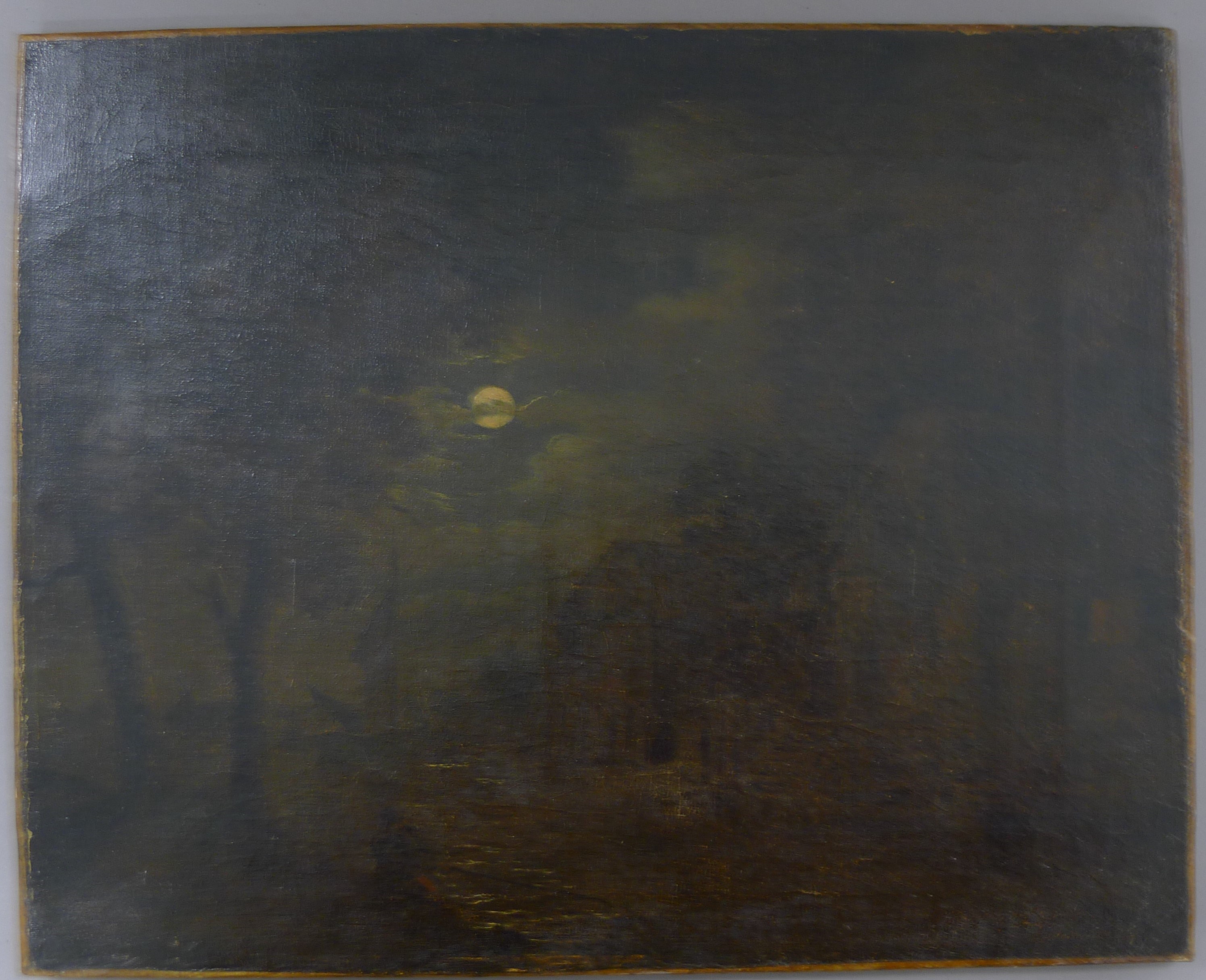 Follower of SEBASTIAN PETHER, Moonlight Scene, oil on canvas, unframed. 42.5 x 34 cm.