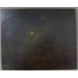 Follower of SEBASTIAN PETHER, Moonlight Scene, oil on canvas, unframed. 42.5 x 34 cm.