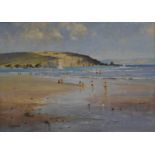 S J ANDREWS (20th century) British, Children Playing on the Beach, oil on canvas, framed. 39.5 x 28.
