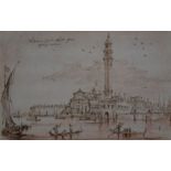 School of FRANCESCO GUARDI (1712-1793) Italian, Venetian Scene, pencil and wash. 27.5 x 18.5 cm.