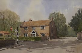 P R BONNETT, Lynn Road Castle Rising, watercolour, framed and glazed. 28 x 18 cm.