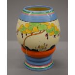 A 1930s Clarice Cliff Bizarre Tulip pattern vase. 20 cm high.