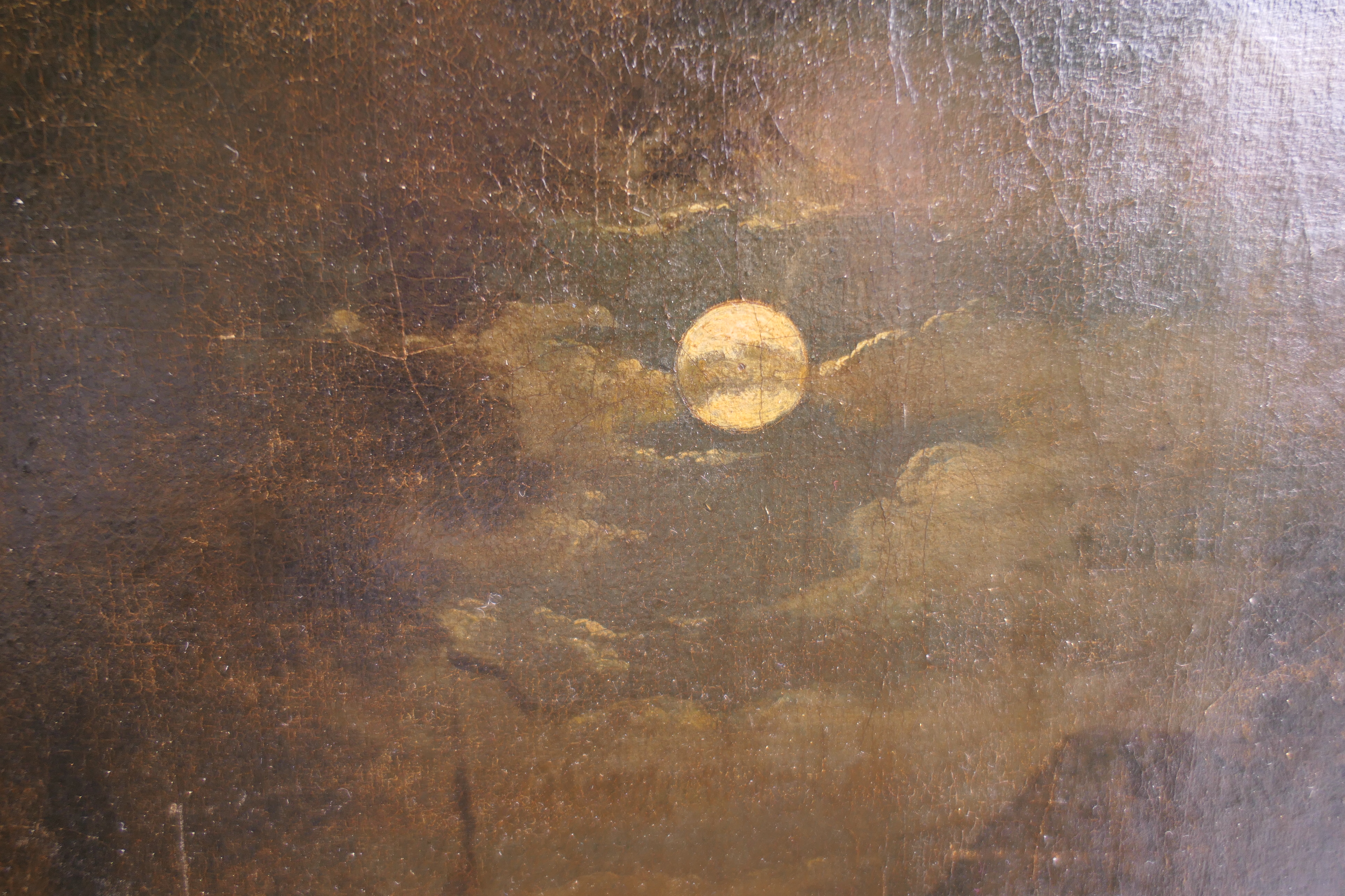 Follower of SEBASTIAN PETHER, Moonlight Scene, oil on canvas, unframed. 42.5 x 34 cm. - Image 10 of 12