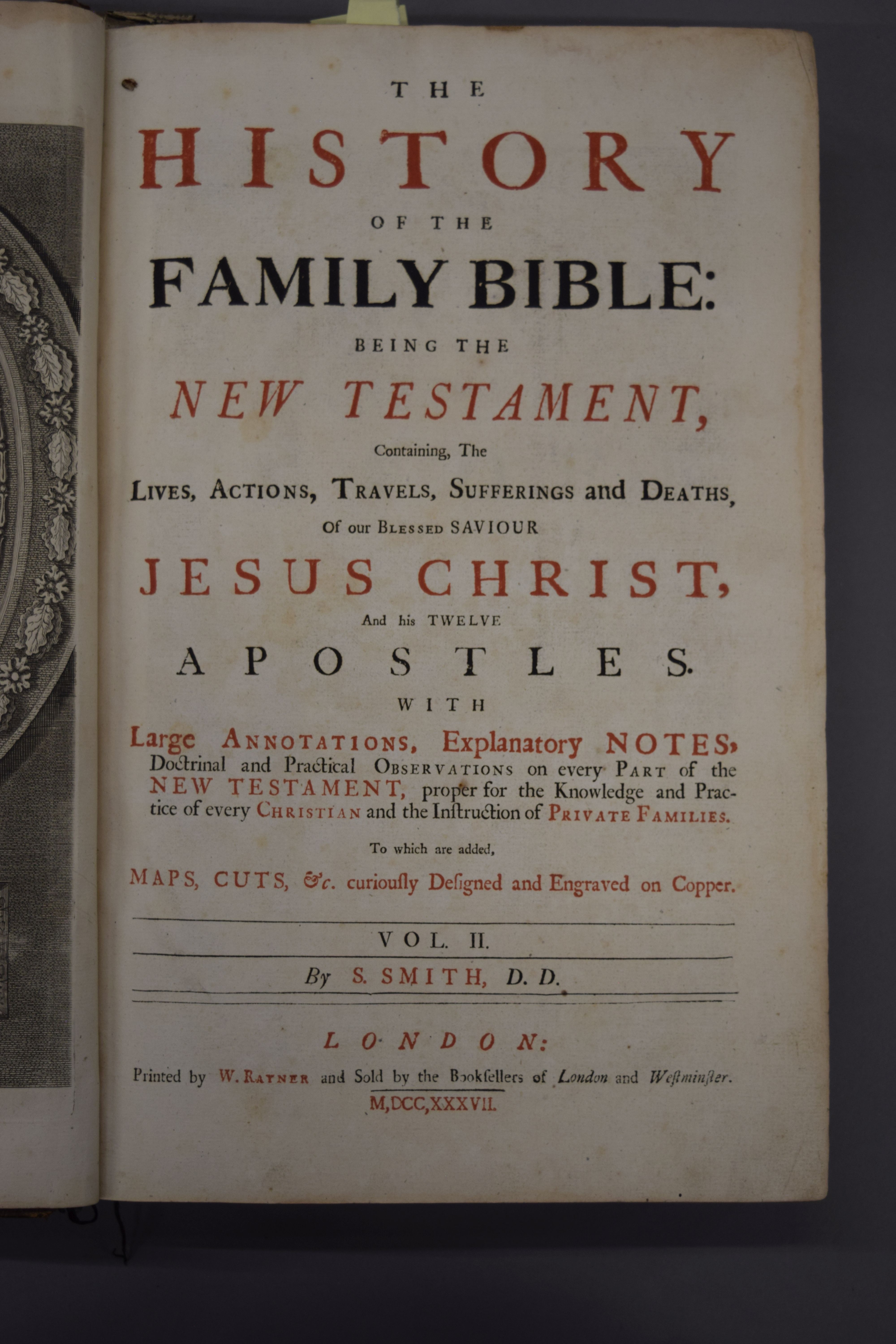 S Smith, The History of the Family Bible Being The New Testament 1737, volume two, - Image 5 of 6