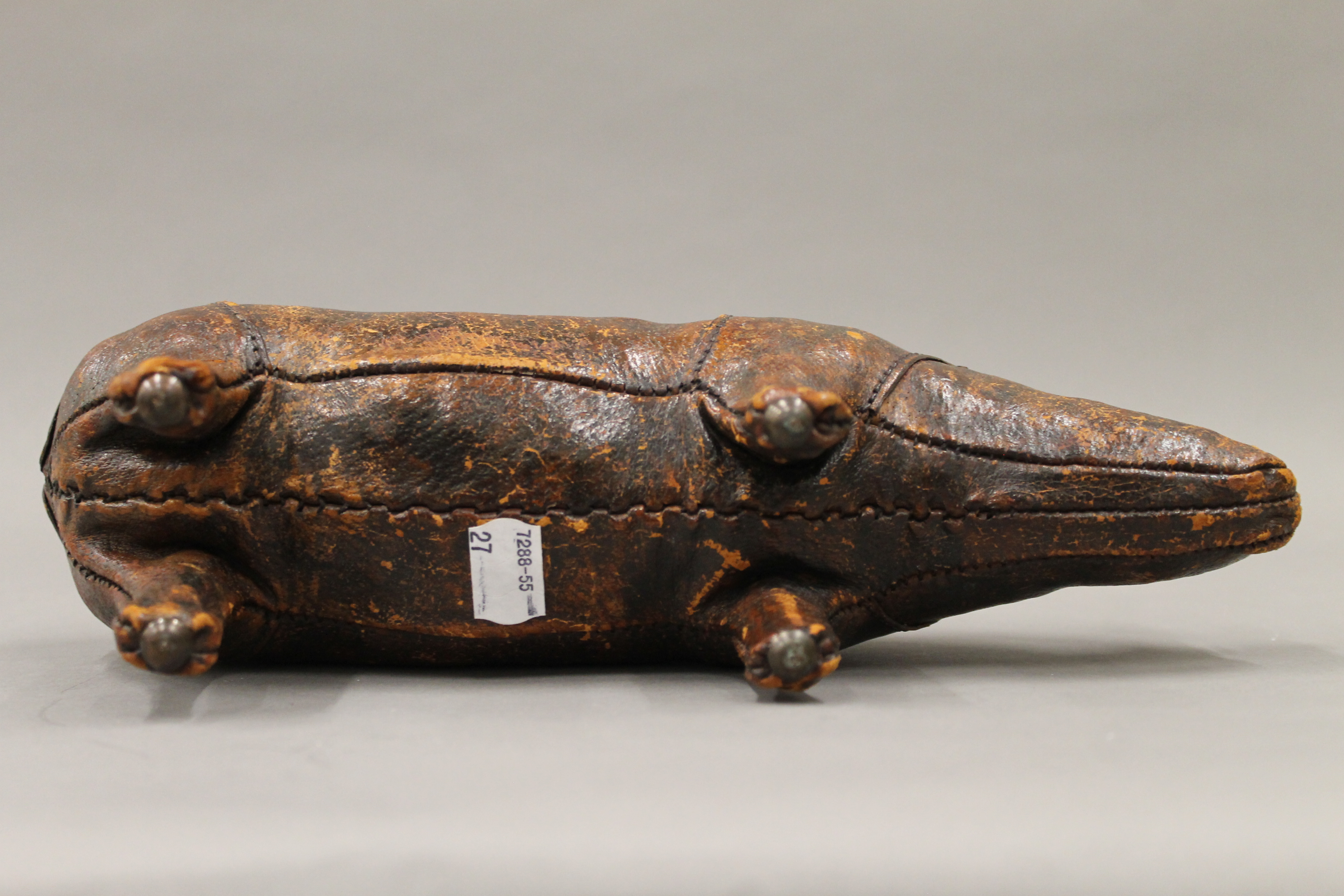 A Liberty style vintage leather model of a rhinoceros. 30 cm long. - Image 4 of 4