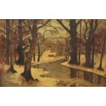 AUG DE VEEN, Autumn Woodland Scene, oil on canvas, framed. 61 x 38 cm.