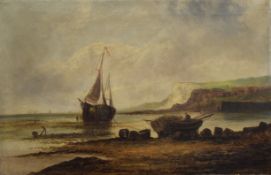 E NEVIL (19th century) British, Beach Scenes, a pair, oils on canvas, signed, unframed.