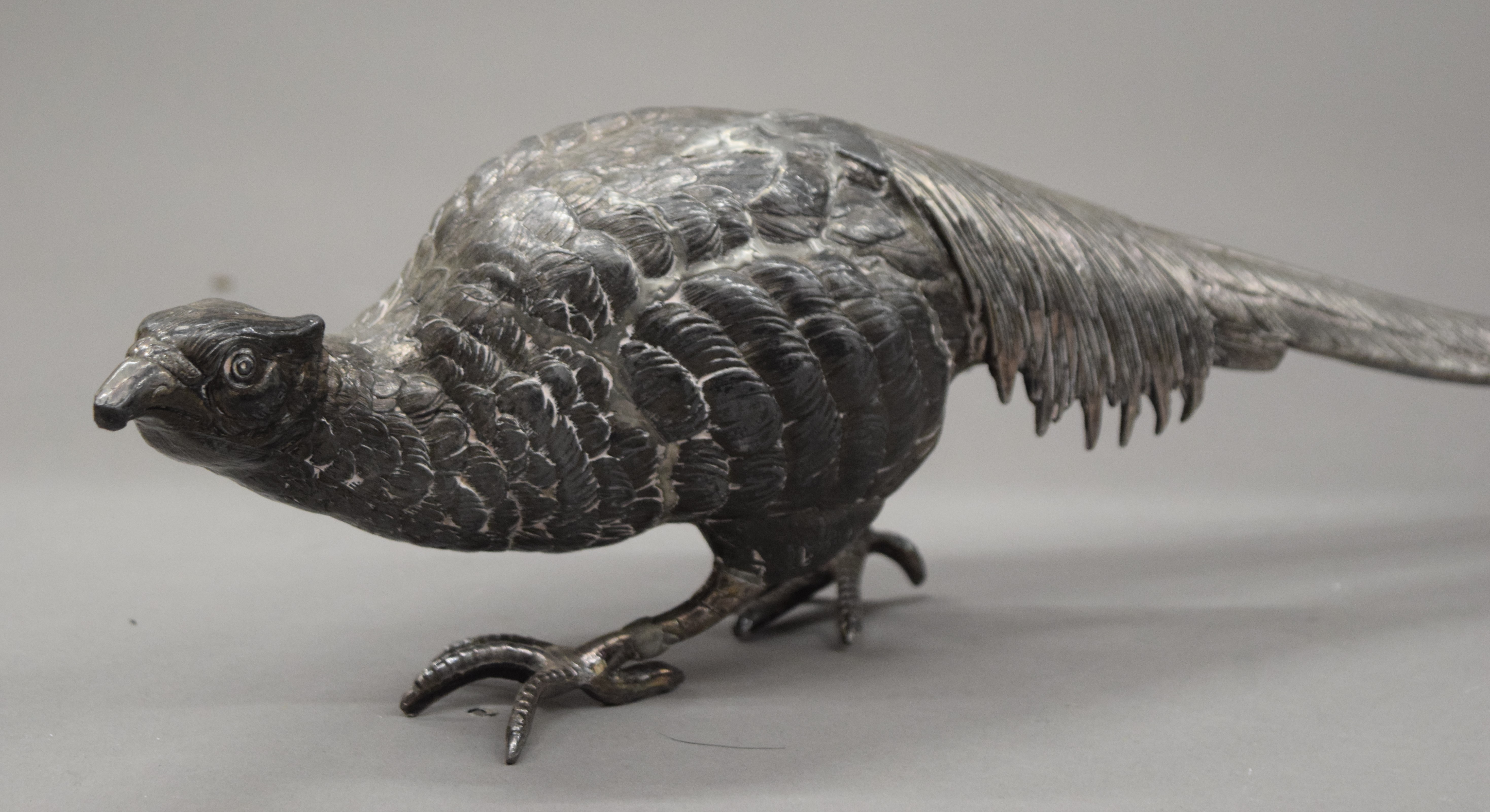 A quantity of silver plate and two model pheasants. The cock bird 50 cm long. - Image 8 of 10