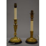 Two 19th century ormolu and ivory table lamps (converted to electricity). The largest 44 cm high.