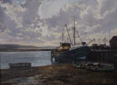CLIVE KIDDER, Teignmouth Harbour, oil on canvas, framed. 59.5 x 44.5 cm.