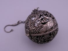 A Chinese ball censer. 5.5 cm high.