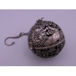 A Chinese ball censer. 5.5 cm high.