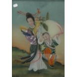 A Chinese reverse glass painting, framed. 39.5 x 54.5 cm overall.