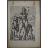 A folio of three prints, including an early neoclassical scene (20.