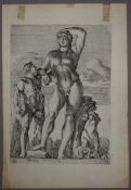 A folio of three prints, including an early neoclassical scene (20.