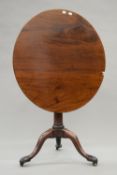 A 19th century mahogany tilt top tripod table. 69 cm wide, 67 cm high.
