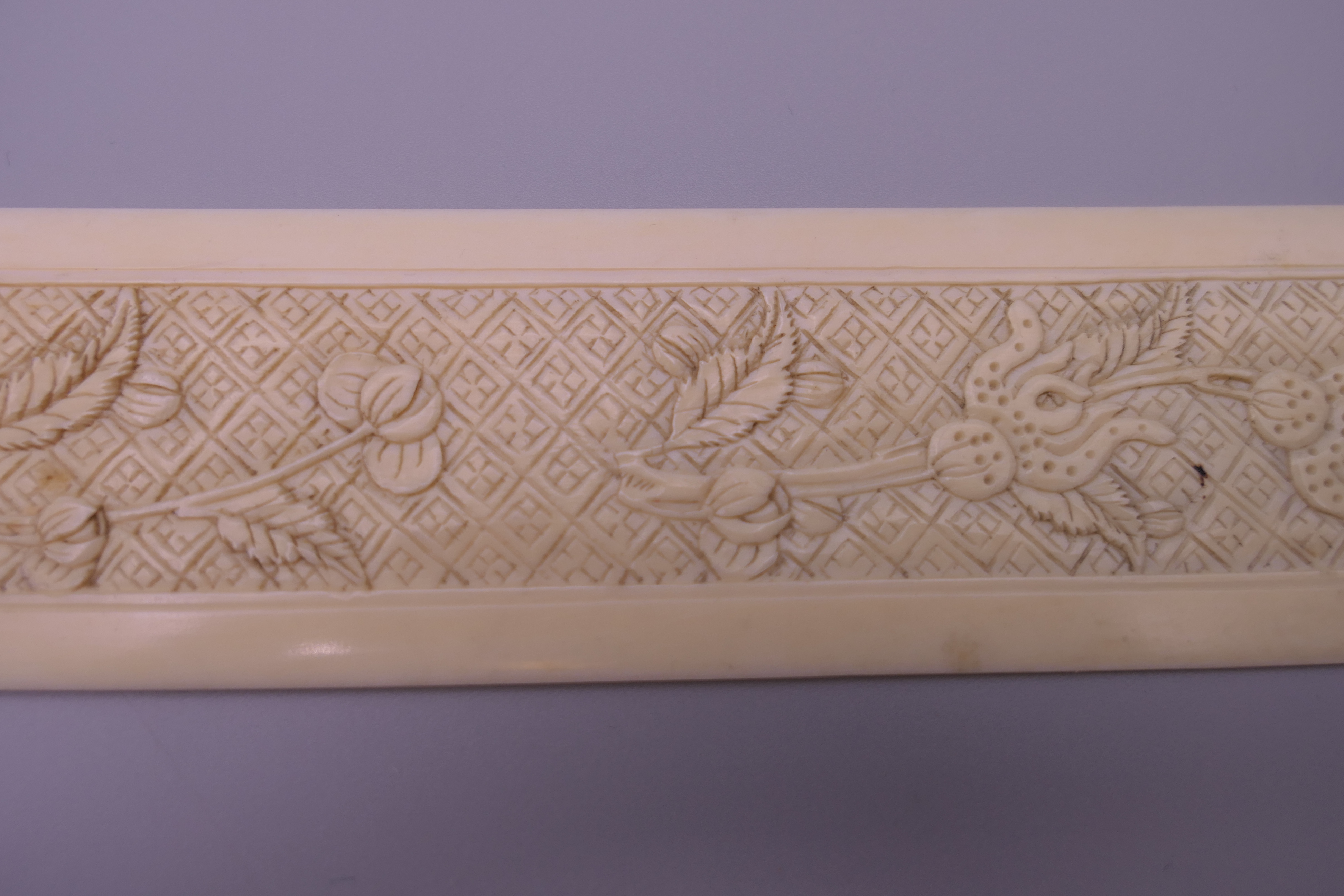 A 19th century Canton carved ivory letter opener. 32 cm long. 46.5g. - Image 5 of 10