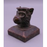 A Chinese bronze monkey seal. 4 cm high.