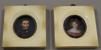A pair of miniatures. 10 x 11 cm.