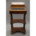 A Victorian inlaid burr walnut Davenport type desk. 53 cm wide.