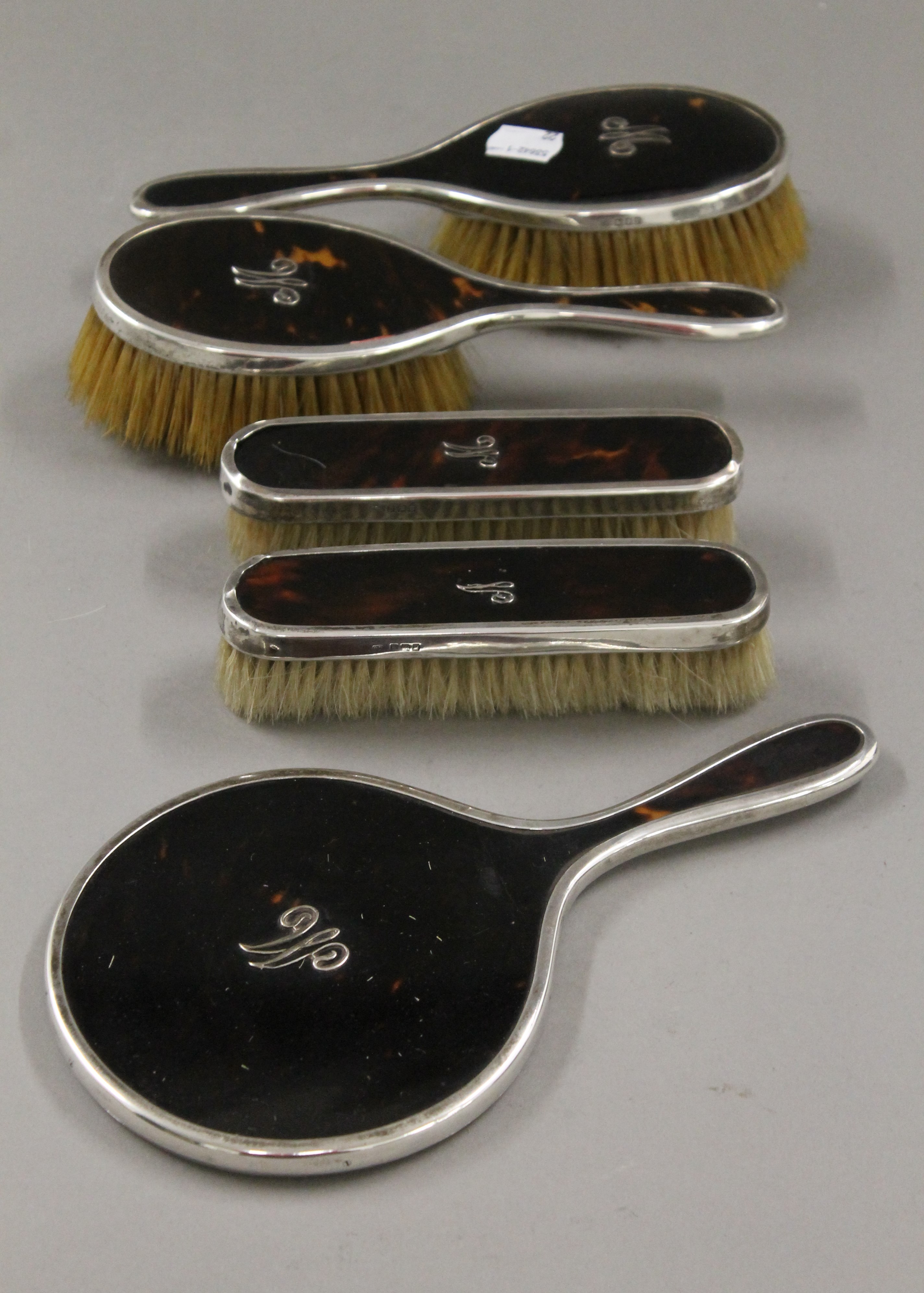 A silver and tortoiseshell dressing table set, - Image 2 of 11