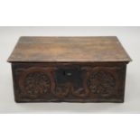 An 18th century oak bible box. 54.5 cm wide.