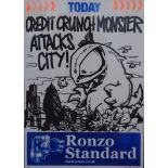 Ronzo Standard, Credit Crunch Monster Attacks City, limited edition poster, numbered 22/50,