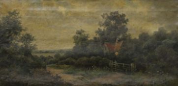 E COLE (19th century), Country Cottage, oil on canvas, framed. 60 x 29.5 cm.