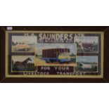 A Saunders Live Stock Transport advertising print, framed and glazed. 89.5 x 48.5 cm overall.