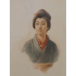 J YAMAMOTO, A Portrait of a Japanese lady, watercolour, signed, framed and glazed. 25 x 34 cm.