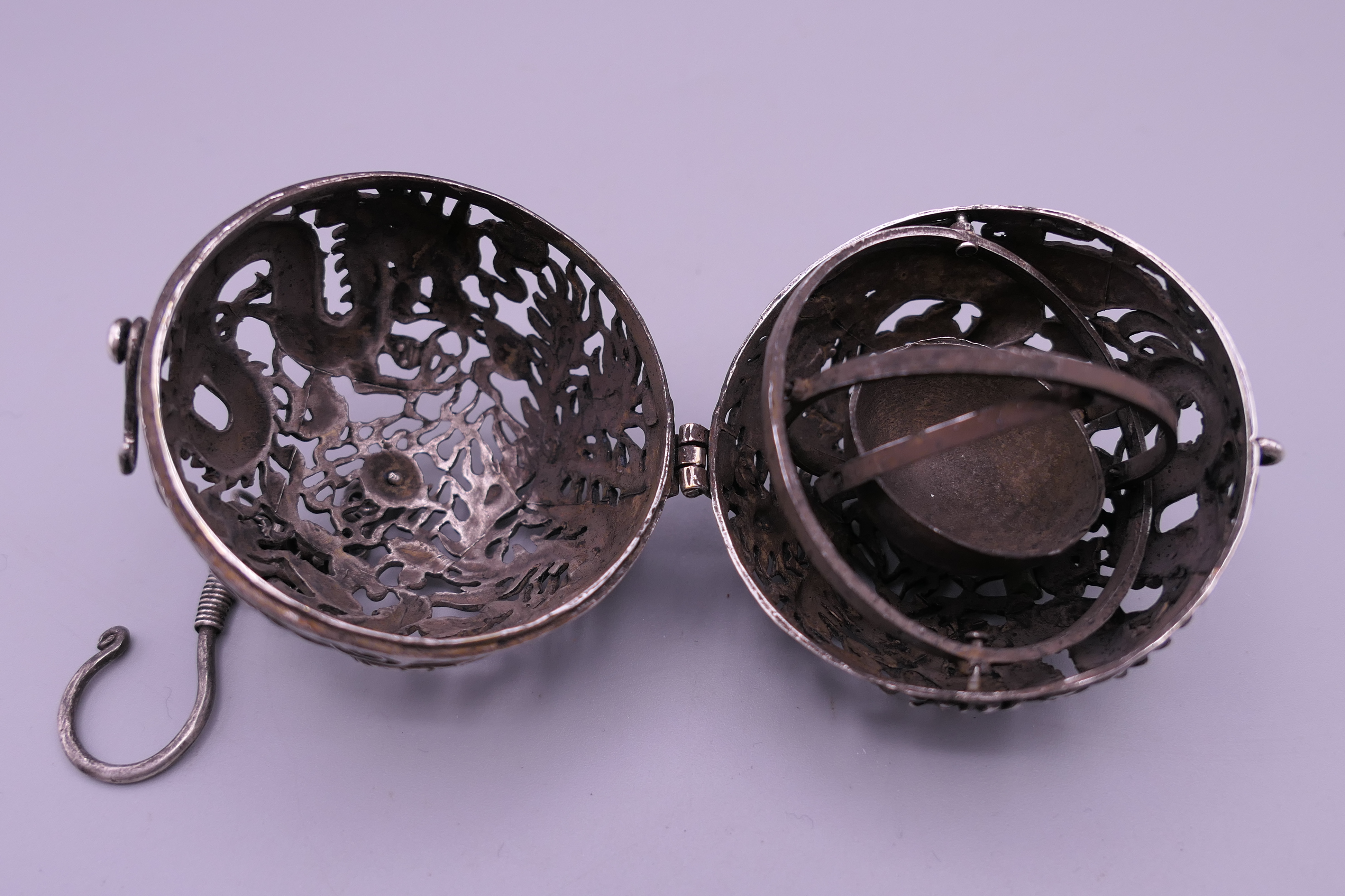 A Chinese ball censer. 5.5 cm high. - Image 3 of 4