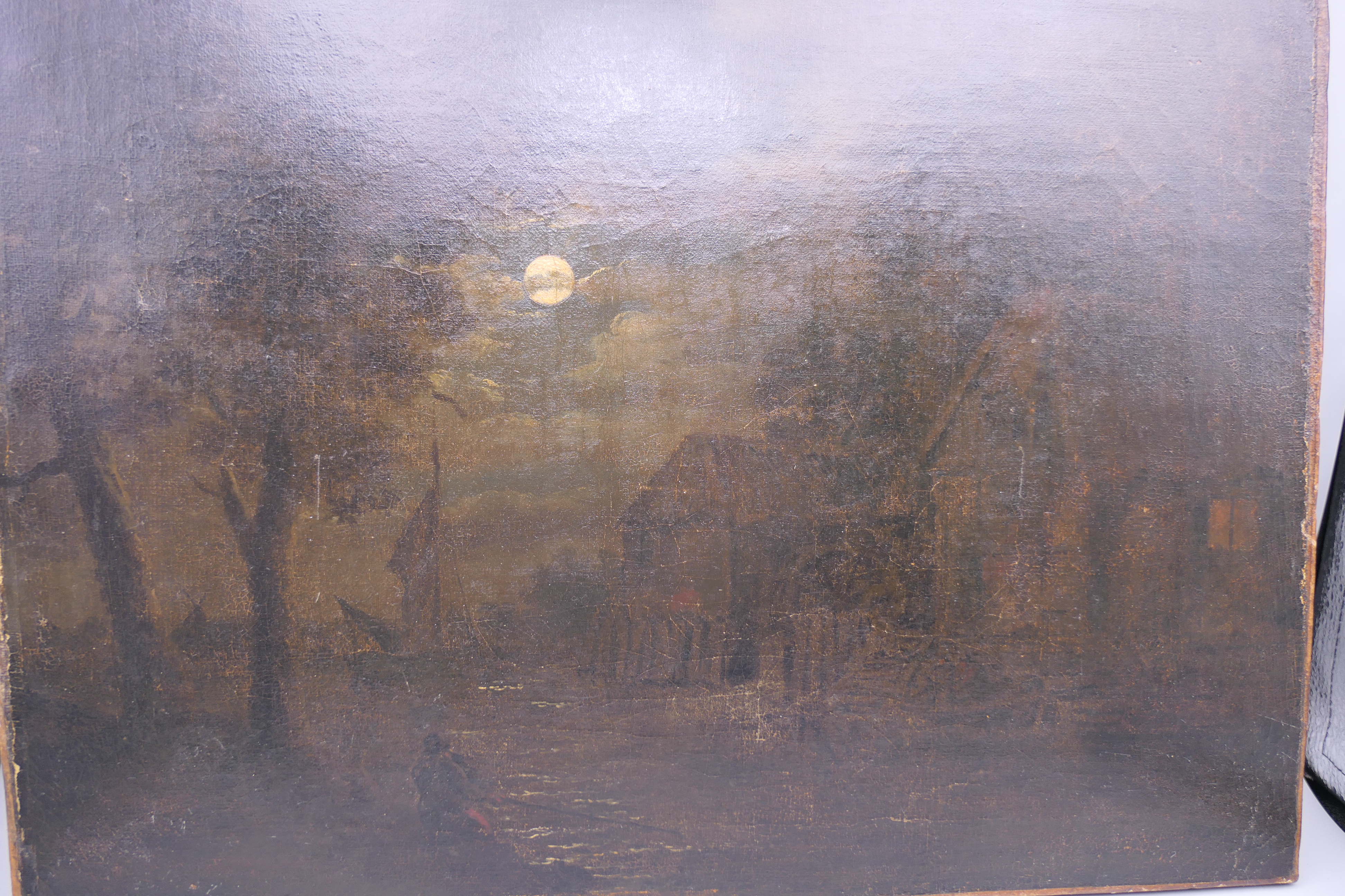 Follower of SEBASTIAN PETHER, Moonlight Scene, oil on canvas, unframed. 42.5 x 34 cm. - Image 5 of 12