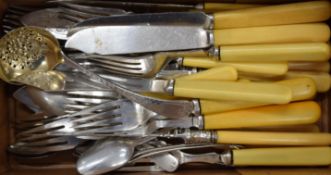 A quantity of silver plated and silver cutlery.