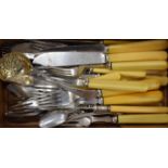 A quantity of silver plated and silver cutlery.