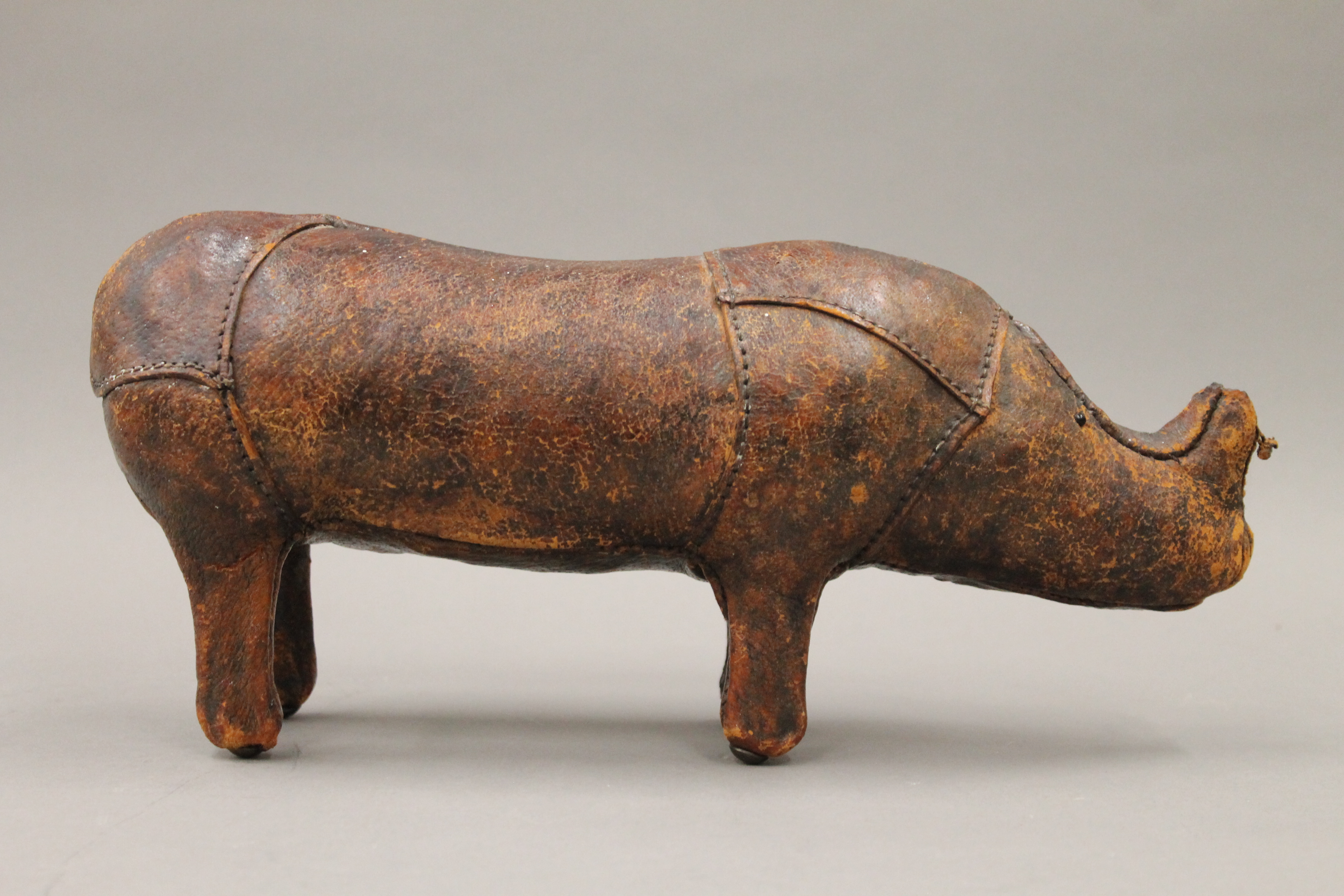 A Liberty style vintage leather model of a rhinoceros. 30 cm long. - Image 2 of 4