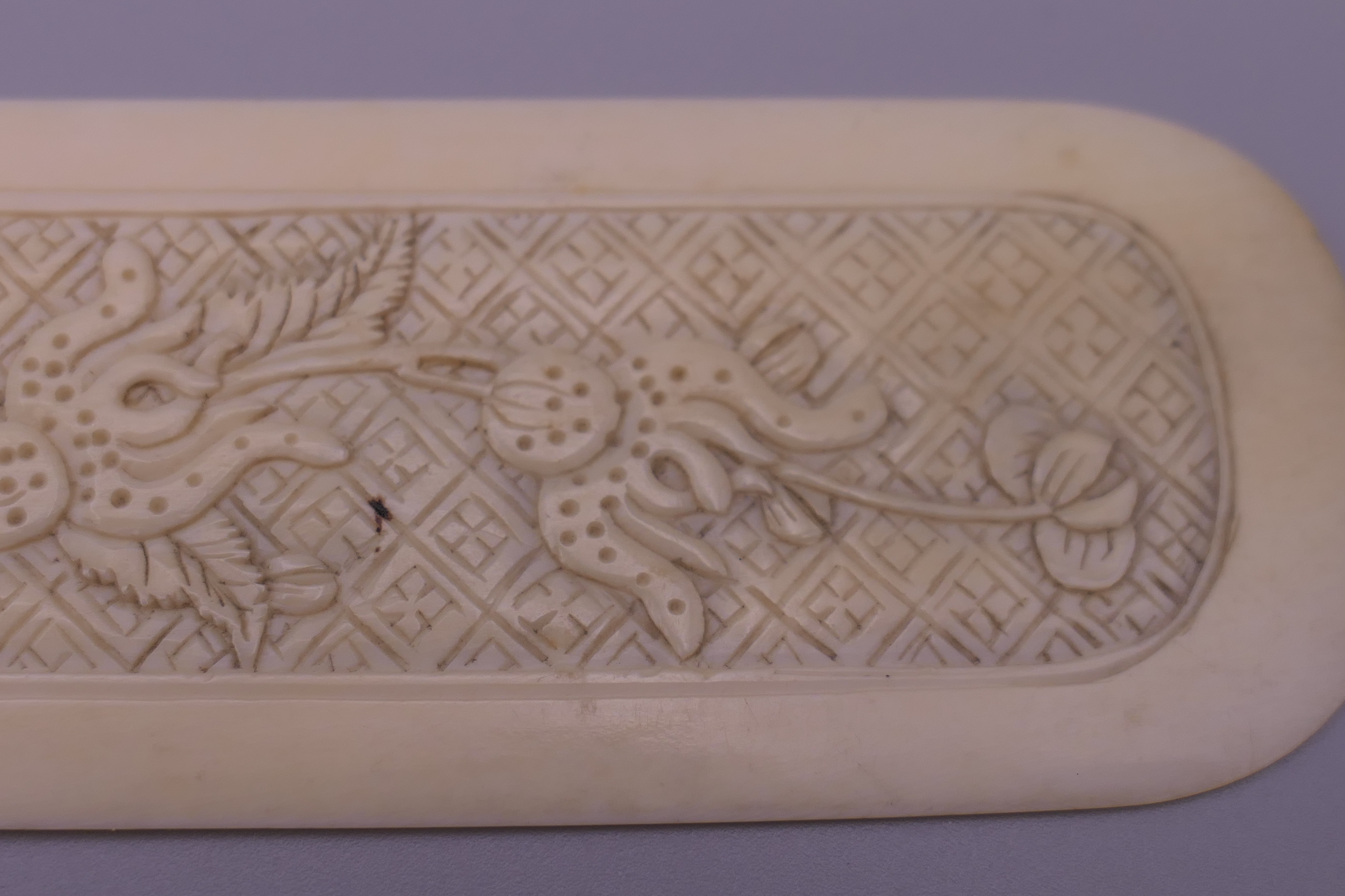 A 19th century Canton carved ivory letter opener. 32 cm long. 46.5g. - Image 6 of 10