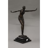 A bronze Art Deco style model of a dancer. 42.5 cm high.