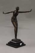A bronze Art Deco style model of a dancer. 42.5 cm high.