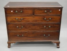 A George III mahogany chest of drawers. 118 cm wide.