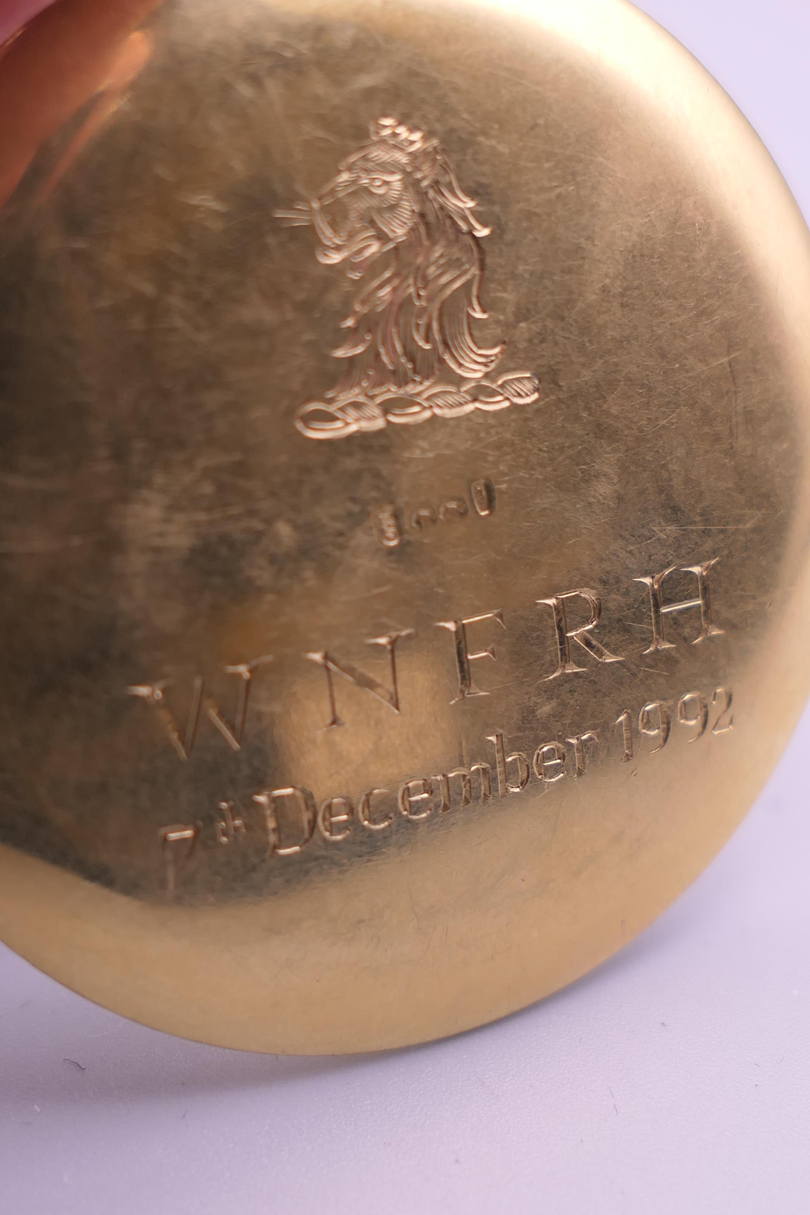 A Cartier 18 K gold open face keyless lever pocket watch, in Cartier box. 5 cm diameter. - Image 6 of 11