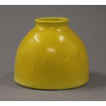 A Chinese yellow beehive porcelain brush pot. 10 cm high.