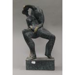 An abstract double bronze figure. 44 cm high.